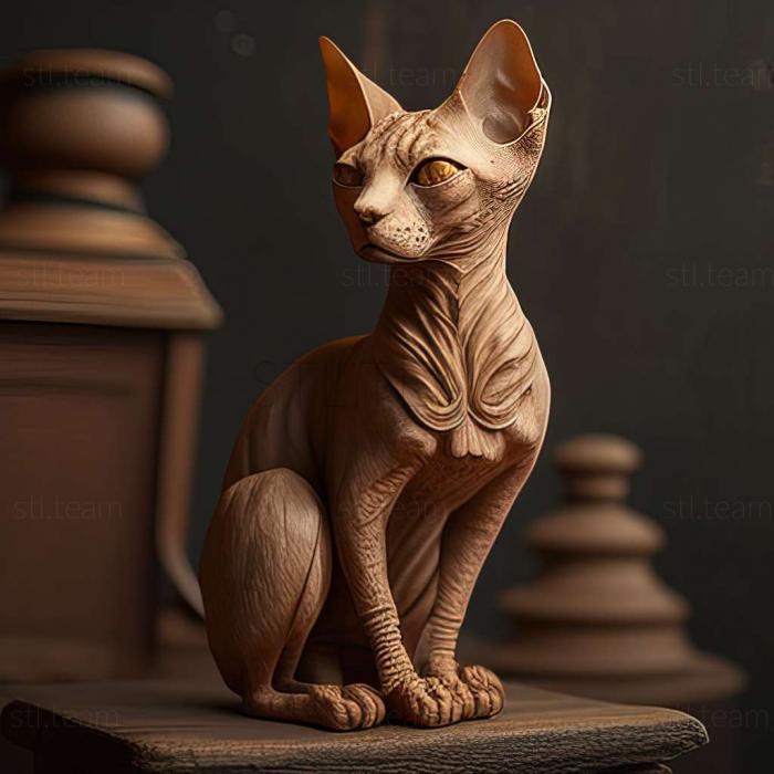 3D model Cornish Rex cat (STL)